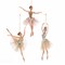 7.5" Ballerina Ornaments – Set of 3 Assorted Resin Christmas Decorations